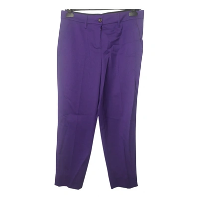 Pre-owned Miu Miu Wool Trousers In Purple