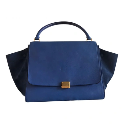 Pre-owned Celine Trapèze Leather Handbag In Blue