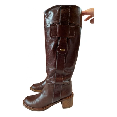 Pre-owned Chloé Leather Riding Boots In Brown