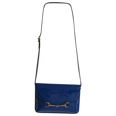 Pre-owned Gucci 1955 Patent Leather Crossbody Bag In Blue