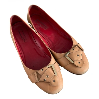 Pre-owned Cesare Paciotti Leather Ballet Flats In Camel