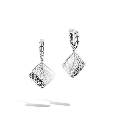 John Hardy Twisted Pavé Drop Earrings In White Diamond