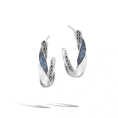 John Hardy Twisted Hoop Earring In Black Spinel