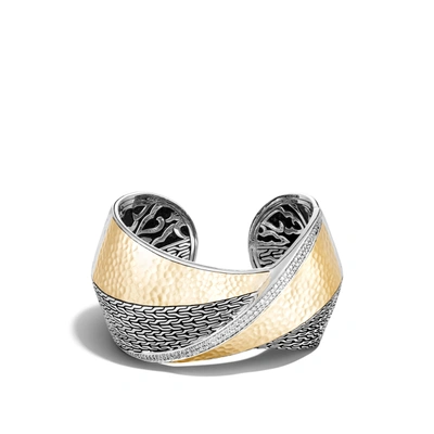 John Hardy Twisted Pavé Kick Cuff Bracelet, 41mm In White Diamond