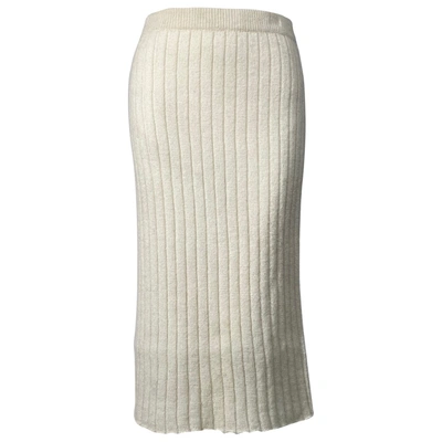 Pre-owned Calvin Klein Wool Mid-length Skirt In Ecru