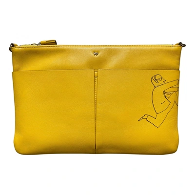 Pre-owned Anya Hindmarch Leather Clutch Bag In Yellow