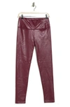Bagatelle High Waist Faux Leather Liquid Leggings In Bordeaux