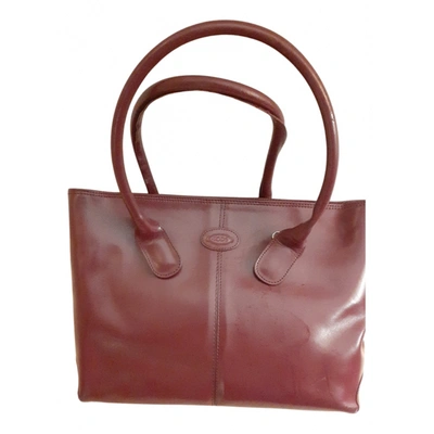 Pre-owned Tod's D Bag Leather Handbag In Burgundy