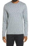 Vince Mouliné Cotton Long Sleeve T-shirt In Steel Blue/off White