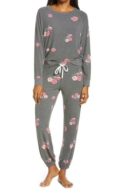 Honeydew Intimates Star Seeker Brushed Jersey Pajamas In Black Roses