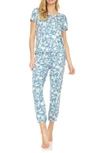 Fn Contemporary Fn By Flora Nikrooz Elsa Print Jersey Pajamas In Aqua