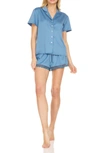 Flora Nikrooz Victoria Satin Short Pajamas In Blue