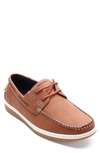 Aston Marc Lace-up Boat Shoe In Tan