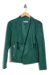 Bagatelle Draped Faux Suede Jacket In Emerald