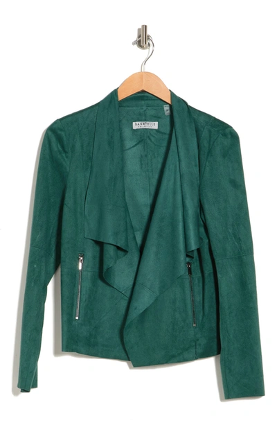 Bagatelle Draped Faux Suede Jacket In Emerald