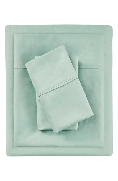 Beautyrest 1000 Thread Count Temperature Regulating Antimicrobial 4 Piece Sheet Set In Seafoam