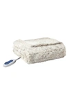 Beautyrest Zuri Heated Faux Fur Throw Blanket In Snow Leopard