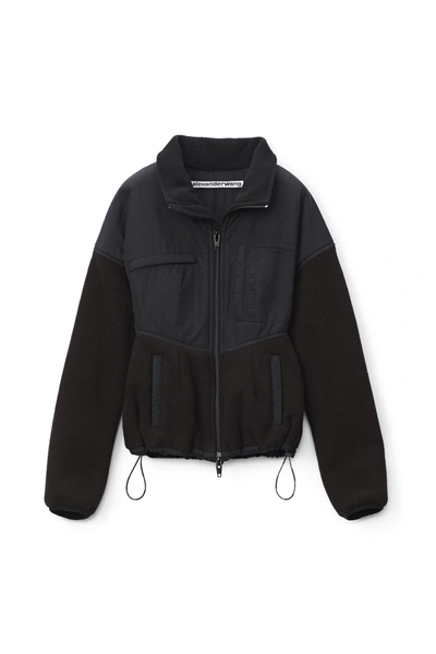 Alexander Wang Sculpted Jacket In Teddy Fleece In Black