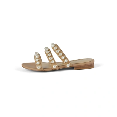 Allegra James Crosby Pearly Caged Flat Sandals In Black