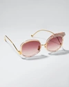 Anna-karin Karlsson Rose Et Le Reve Leopard Round Acetate Sunglasses In Pink
