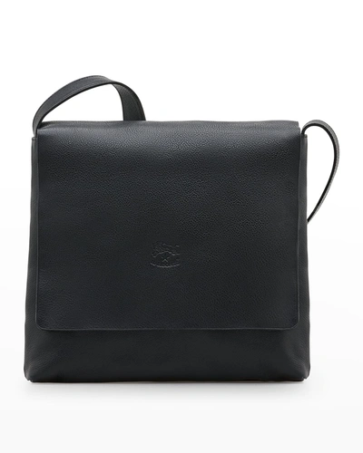 Il Bisonte Unisex Leather Messenger Bag In Black