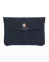 Il Bisonte Unisex Leather Snap Pouch In Navy