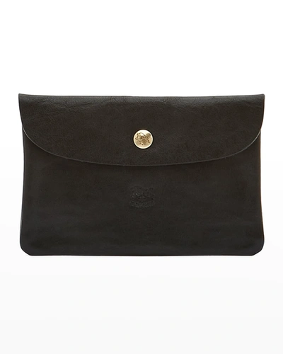 Il Bisonte Medium Snap Closure Leather Case In Black