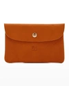 Il Bisonte Unisex Leather Snap Pouch In Orange