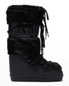 Moon Boot Classic Faux Fur Lace-up Snow Boots In Black