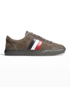 Moncler Men's Monaco Tricolor Suede Low-top Sneakers In Charcoal