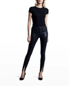 L Agence Lagence Jyothi High Rise Skinny Jeans In Noir Coated
