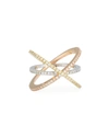 Roberto Coin 18k White Gold Diamond Double-crisscross Ring In Tri Gold