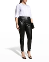 Lyssé Plus Size Textured Faux-leather Leggings In Kohl Black
