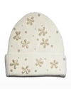 Lele Sadoughi Pearly Snowflake Rib Knit Beanie In Ivory 100