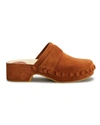 Chloé Suede Block Heel Clogs With Studded Detailing In Saffron Orange