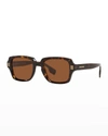 Burberry Men's Rectangle Acetate Sunglasses In Dark Havana