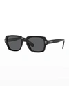 Burberry Men's Rectangle Acetate Sunglasses In Black