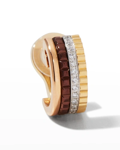 Boucheron Mens Brown Quatre Classique 18ct Yellow-, White- And Rose-gold And 0.05ct Brilliant-cut Diamond Sing