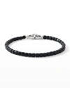 David Yurman Silver 4mm Square Spiritual Bead Onyx Bracelet In Black
