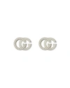 Gucci Gg Running 18k White Gold Stud Earrings In Wg