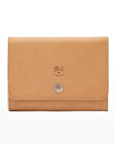 Il Bisonte Unisex Leather Snap Wallet In Natural