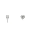 Gucci Gg Heart And Diamond Triangle Stud Earrings In White Gold In Wg