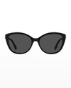 Kate Spade Hensleygs Logo Jewel Acetate Butterfly Sunglasses In 0807 Black/grey