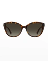 Kate Spade Hensleygs Logo Jewel Acetate Butterfly Sunglasses In 0086 Havana