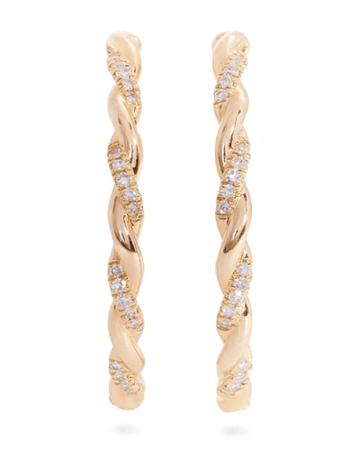 Stone And Strand Large Pave Twist Hoops Earrings In Gold
