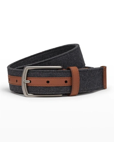 Ermenegildo Zegna Men's Wool/leather Belt In Dark Grey