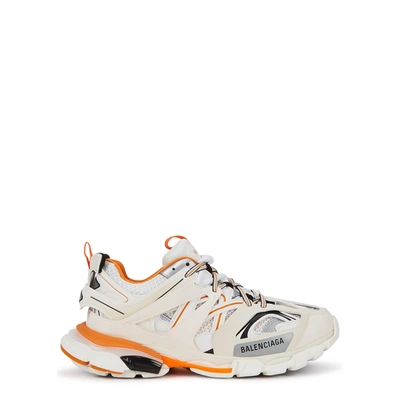 Balenciaga 30mm Track Faux Leather & Mesh Sneakers In White,orange