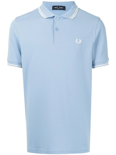Fred Perry Twin Tipped Logo Polo In Light Blue-blues