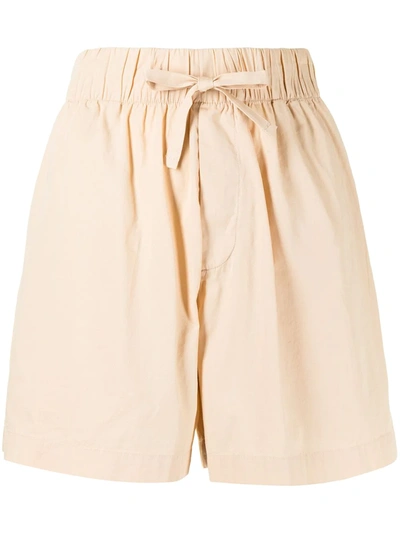 Tekla Poplin Drawstring Pajama Shorts In Khaki