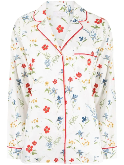 Yolke Meadow Flower Long-sleeve Pyjama Set In 白色